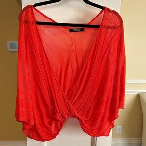 Express Vibrant orange Sheer Top